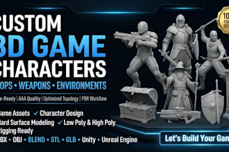 create custom 3d game characters, props, weapons, and game assets