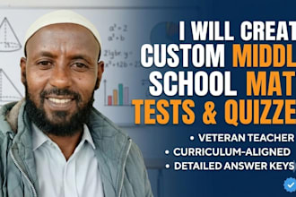 create custom middle school math tests and quizzes