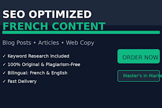 craft SEO optimized articles and blog posts in french