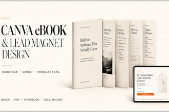 design a canva ebook, PDF lead magnet, workbook and digital guide, newsletter