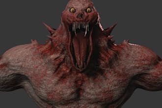 model realistic aaa monster character,creature,ue5 or unity game character,rig3d