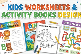 design kids activity books and worksheets