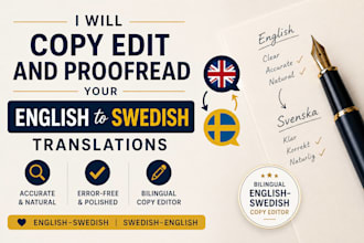 copy edit and proofread your english to swedish translations