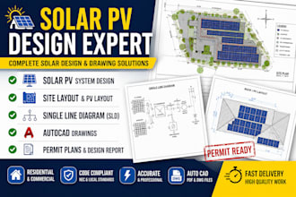 design solar pv systems, permit plans, layouts, sld autocad