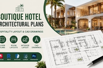design boutique hotel architecture plans, hospitality layout and cad drawings