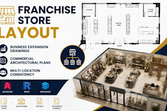 design franchise store layout, business expansion drawings and commercial plans