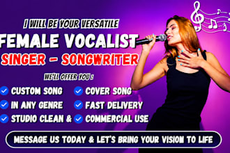 sing as a female pop singer, female rnb pop singer, rnb pop singer female vocals