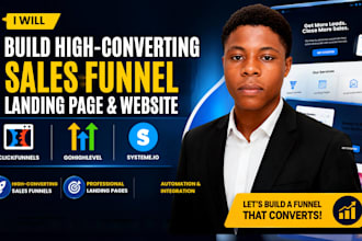 build gohighlevel sales funnel, landing page, and clickfunnels website
