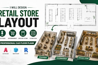 design boutique, supermarket, grocery store layout retail cad floor plans