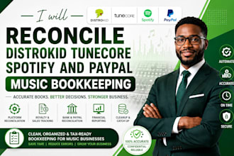reconcile distrokid tunecore spotify and paypal music bookkeeping