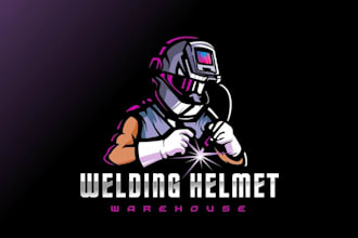 design creative welder mascot logo with unique creativity design