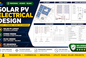 design solar pv layouts, dc ac systems, stringing and ifc drawings