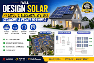 design solar pv layouts, electrical systems, stringing permit drawings