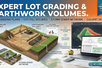 do lot grading earthwork volumes culvert and storm sewer design for civil permit