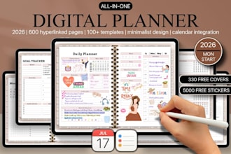 design etsy digital planners hyperlinked goodnotes planners and digital journals