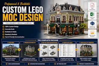 design a custom lego moc with building instructions and parts list