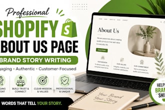 shopify about us page writing with authentic brand story content for your store