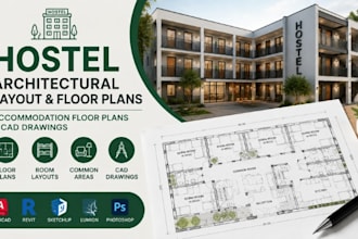 design hostel architectural layout, accommodation floor