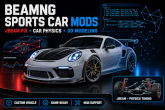 create beamng drive car mods, fix jbeam files and car physics