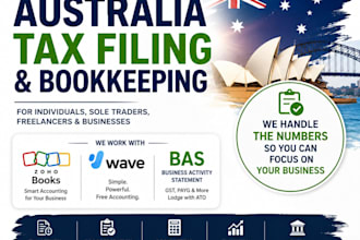 prepare australia bas, tax return and bookkeeping using zoho, wave, quickbooks