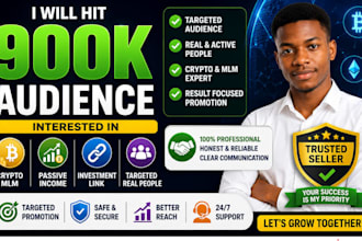 hit 900k audience interested in crypto mlm, passive income, investment link