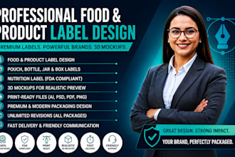 design professional fda compliant food and product labels, packaging and 3d mock