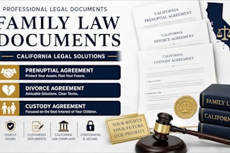 draft california prenuptial agreement, divorce, custody agreement for family law