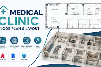 design medical clinic floor plan, healthcare facility layout cad drawings