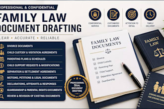 draft divorce petitions, custody agreements and parenting plans