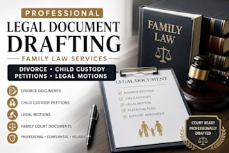draft legal document for family law divorce child custody petition legal motion