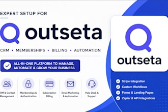 set up outseta CRM, memberships, billing, automation and integrations