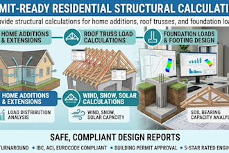structural calculations for home additions, roof trusses, and foundation loads