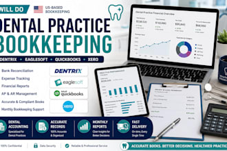 do bookkeeping for us dental practices using dentrix, eaglesoft or quickbooks