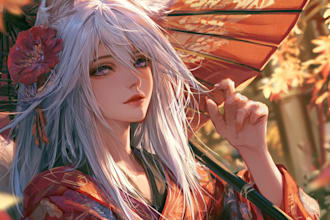 draw anime character illustration, game art design for you