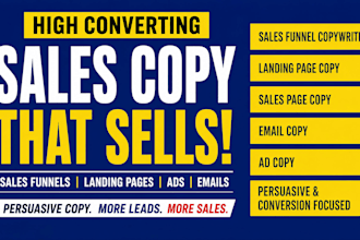do sales funnel copywriting, landing page design copy and persuasive sales copy
