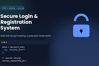 build a secure login and registration system in PHP or mysql