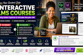 create interactive lms course using adobe captivate, articulate storyline 360