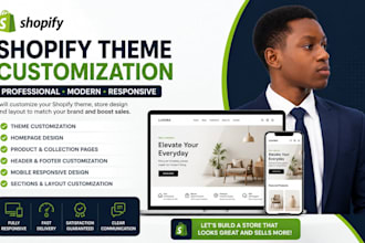 customize shopify theme, shopify store design and theme layout