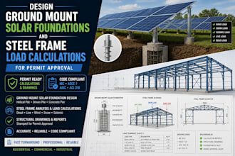 design ground mount solar foundations and steel frame load calculations permit