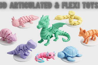 design 3d articulated flexi models animal toys stl or 3mf file for 3d printing