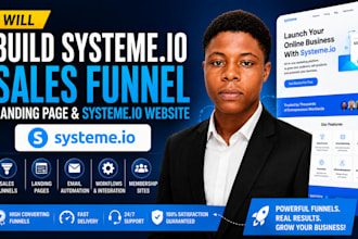 build systeme io sales funnel, landing page, and systeme io website