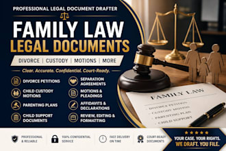 draft legal document for family law divorce petition motion child custody