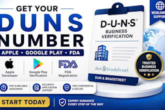 help with d u n s number for apple, google play, fda and dun bradstreet