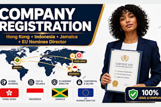 company registration in indonesia, jamaica, hong kong, with eu nominee director