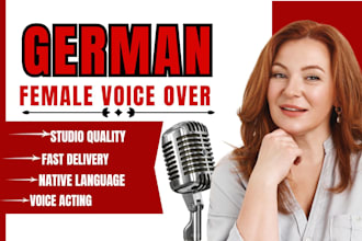 record natural german female voice over for commercial youtube video