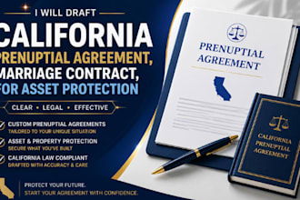 draft california prenuptial agreement, marriage contract, for asset protection