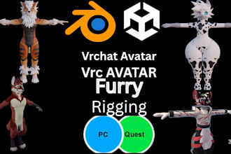 create custom furry vrchat avatar, fursona and kemono 3d model furry avatar vrc