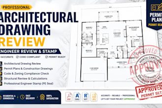 draw, review architectural mep autocad structural permit engineer stamp for USA