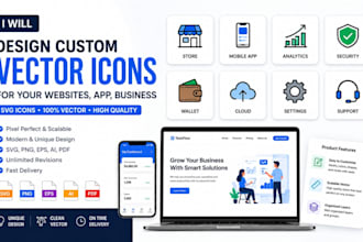 design custom vector icons for your  websites, app, business, svg icons