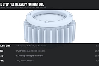 convert your step cad file to glb obj stl or fbx